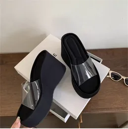 Slippers 2024 Summer Chunky Woman Fashion PVC Transparent Platform Wedges Heel Slides Ladies Casual Outdoor Beach Shoes