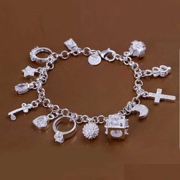 Chain Valentine Gift Charm Sier Colour Jewellery Fashion Bracelets Cute Women Lady Wedding Charms Y240420 Drop Delivery Dhf8J