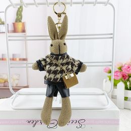 19cm Fashion Thousand Birds Check Rabbit Cute Plush Doll Pendant Creative Keychain Bag Hanging Plush Toys