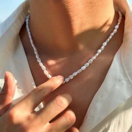 Pendant Necklaces New Fashion Simple Imitation Pearl Necklace Vintage Elegant Beaded Temperature Necklace Wedding Jewellery J240516