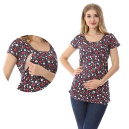 Maternity Tops Tees 2024Summer Short Sleeve Pregnancy Maternity Clothes Breastfeeding Tops Nursing Top Clothes for Pregnant Women Nursing T-shirt H240518