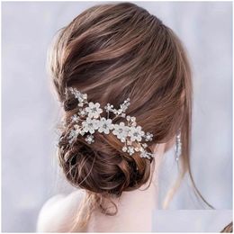 Hair Clips Barrettes Trendy Rhinestone Comb Clip Pin Headband Tiara For Women Party Prom Bridal Accessories Jewellery Drop Delivery Hair Otocl