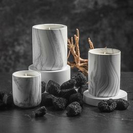 Candle Holders Multiple popular marble patterned ceramic candle cups aromatherapy creative home minimalism H240517