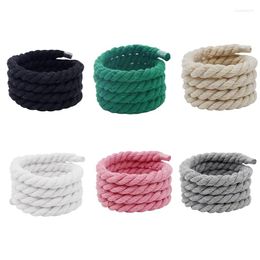 Shoe Parts 8mm Bold Cotton Linen Twist Weave Shoelaces Solid Colour Rope Shoes Laces Men Women Trendy Sport Casual Shoestring Decor