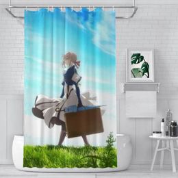 Shower Curtains Modern 3D Printing Violet Evergarden Curtain Landscape Bath With Hooks For Bathroom Waterproof Scenery