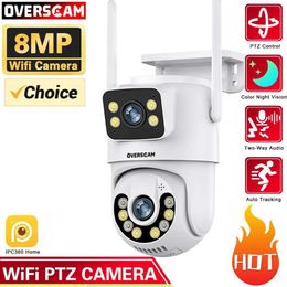 Wireless Camera Kits 8MP 4K Wifi surveillance camera outdoor PTZ control dual lens dual screen AI automatic tracking security camera IPC360 home applica J240518