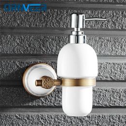 Liquid Soap Dispenser Luxury Wall Mounted With Jade Ceramic Container Bottle Bathroom Accessories