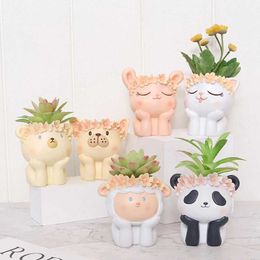 Planters Pots Cute Animal Resin Flower Succulent Planter Home Decor Indoor Decoration Desktop Ornaments Bonsai Plant Pot J2405