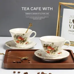 Cups Saucers Floral Espresso Europe Tea Cup And Set Ceramic Mug Coffee With Dessert Plate Elegant European Style