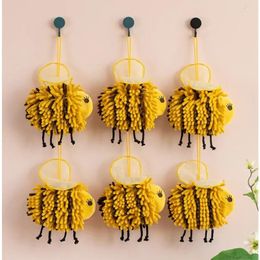 Towel Cute Bee Shape Hand With Wings Hanging Striped Colour Blocking Soft Chenille Wipe Plush Kids Handkerchiefs Terry Towels