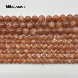 Natural Gold Sunstone 5mm 6mm 8mm A Gold Sunstone Smooth Round Loose Beads For Making Jewelry DIY Bracelet Necklace Wholesale 240518