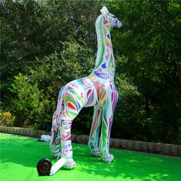 wholesale 4 M 13ft high Customized Size And Color Inflatable Horse or Giraffe With Strip and Blower For Advertising Decoration