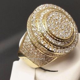New Gold-plated Diamond Ring for Men Fashion Fashion Business Rings Men Engagement Rings Hand Jewelry Wholesale 276z