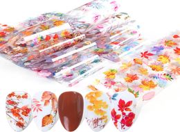 10pcsset Nail Transfer Foils Stickers Decals Flowers Rose Leaf Design NailArt Decorations Foil Set Manicure Adhesive Wraps7089013