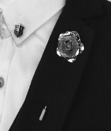 Whole Bovvsky Gold silver black rose Flower Brooch Pin Men suit Accessories Lapel Pins for Men039s Suit Wedding Party Long1583246