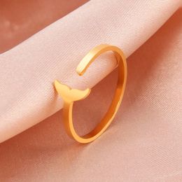 Fish Rings For Women Stainless Steel Fairy Mermaid Tail Finger Ring Trendy Statement Jewellery Wedding Band Adjustable