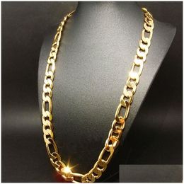 Chains New Heavy 94G 12Mm 24K Yellow Solid Gold Filled Mens Necklace Curb Chain Jewellery Drop Delivery Necklaces Pendants Otqyv