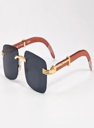 WholeLuxury fashion plain mirror glasses men women wooden buffalo horn sunglasses lunettes de soleil9839290