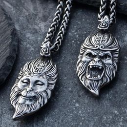 Pendant Necklaces Handsome And Trendy Man Monkey King Defeats Buddha Wukong In Double-sided Fighting Necklace For Men Wholesale