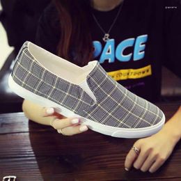 Fitness Shoes Men's Vulcanised Men Low Top Korean Version Of The Wild Plaid Breathable Student Cloth Loafers