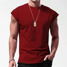 2024 European and American Cross border Mens Wide Shoulder Tank Top Printing Trend 240518