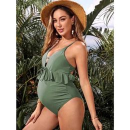 Maternity Swimwears Sexy womens one-piece swimsuit maternity swimsuit Tankinis womens summer solid swimsuit beach suit maternity swimsuit H240518