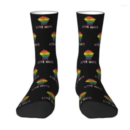 Men's Socks Love Wins Gay Pride Mens Crew Unisex Novelty Rainbow LGBT GLBT Spring Summer Autumn Winter Dress