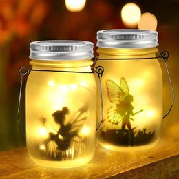 Solar Mason Jar Light Lantern Fairy Lights Waterproof IP65 Hanging Standing Lamp Garden Ornament For Patio Lawn 240510