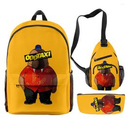 Backpack Fashion Youthful Funny Qiqiao Taxi 3pcs/Set 3D Print Bookbag Laptop Daypack Backpacks Chest Bags Pencil Case