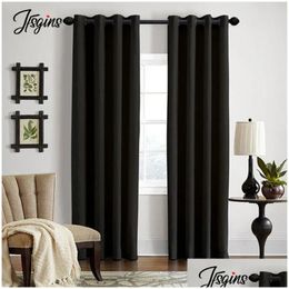 Curtain Hall Black For Living Roomroom Tende Blackout Window Treatment Opaque Blinds Cortinas Rideaux Occtant 240115 Drop Delivery Hom Dhxs4