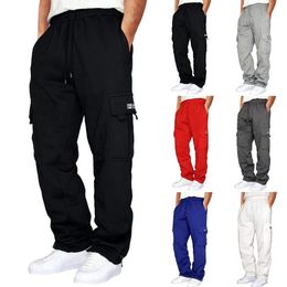 Mens Sweatpants Straight Fit Joggers for Sports and Streetwear Loose Oversized Drawstring Long Pants Men Multi-pocket Pants 240513