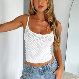 Women's Tanks Spring Summer Tank Tops Sleeveless Hollowed Out Knitted Vest For Women Sexy Y2K Beach Crop Fashion Female Streetwear