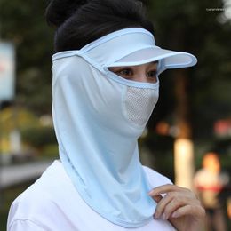 Berets Sunscreen Face Mask Men And Women Silk Cover For Protection Full Hat Ventilation Summer Cycling Equipment