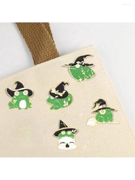 Brooches 5-piece Children's Cartoon Wizard Hat Frog Series Design Brooch Daily Matching Clothing Bags Accessories Metal Badges