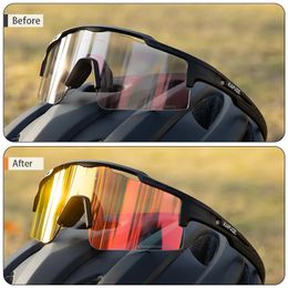 Pochromic Sunglasses UV400 Bike Bicycle Glasses Mens Blue Sports Woman Cycling Eyewear Outdoor MTB Glasses Bike Goggles 240508