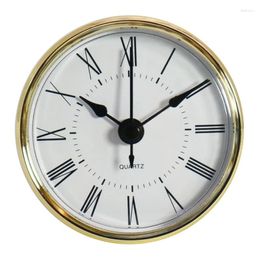 Clocks Accessories 2.76 Inch/ 70 Mm Roman Numerals Clock Round Insert Fit-up Golden Trim White Dial Black Movement Powered Dropship