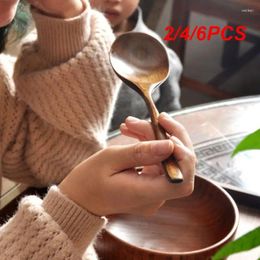 Spoons 2/4/6PCS Long Wooden Natural Wood Cooking For Soup Mixing Stirr Honey Spoon Korean Style Kitchen Utensil