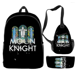 Backpack Harajuku Funny Moon Knight 3D Print 3pcs/Set Pupil School Bags Travel Laptop Chest Bag Pencil Case