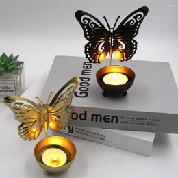 Candle Holders Hollow Design Butterfly Plate Pedestal Holder Iron Art Candlestick Table Decoracion Wedding Centrepiece Party Decor