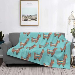 Blankets Brown Llama Blanket Velvet Spring Autumn Animal Cute Breathable Ultra-Soft Throw For Sofa Couch Plush Thin Quilt