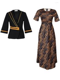 Work Dresses Dress Two Pieces Sets Women Clothing Elegant OL Outfits African Outerwear Ladies 2 Piece Matching Set Maxi Suit