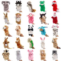 Animal Hand Puppet Baby Education Cartoon Plüschspielzeug geben vor, Geschichten zu erzählen, weiche Puppen füllen Plüschkindergeburtstagsgeschenk 240517
