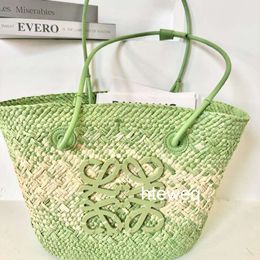 2024 woven bag holiday new womens shoulder large-capacity portable basket straw Tote bag