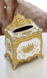 Elegant Gold Chic Napkin Case Holder el Decoration Europeanstyle Retro Carton Creative Household Waterproof Tissue Box Y2003284460317