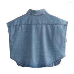 Women's Blouses Breathable Denim Clothing Short Coat Stylish Shirt With Flap Pockets Single Breasted Outwear For Women Lapel