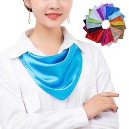 Bandanas Durag 60cm Silk Satin Square Scarf Womens Solid Neckline Shl Headband Womens Hair Hand Strap Headband Tie New Scarf J240516