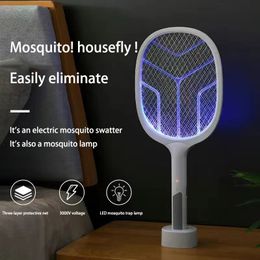 Electric Mosquito Swatter Rechargeable Two In One Household Safety Super Mosquito Killing Lamp Lithium Battery 240514