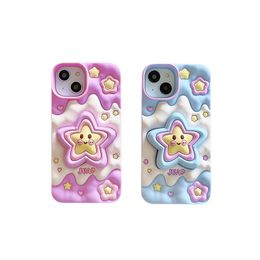Kawaii Cartoon Pink Bowknot Girls Silicone Phone Case For IPhone 15 13 14 Pro Max 15promax Protection Cases Back Cover Star Stand 1pc