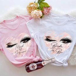 Women's T Shirts 2024 Team Bride Shirt Eyelashes Makeup Tops Bridal Shower Tshirt Bachelorette Wedding Hen Party Tees Summer Women Clothin