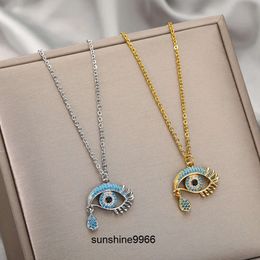 Fashion Evil Eye Pendants Necklaces for Women 2024 Goth 14k Yellow Gold Choker Necklace Vintage Turkish Eye Neck Chains Jewellery